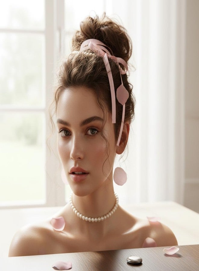 RECTYO GALLERY 1 Pcs Premium Elegant Boho Faux-Pearl Choker Necklace with Ribbon Bow Detail - A Trendy Beaded Necklace Jewelry for Women - Image 4