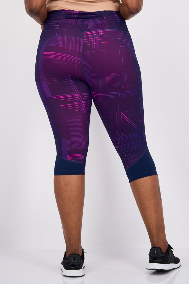 Brooks Women Sportswear Fit 1/2 Crop Training Leggings, Purple Combo - Image 3
