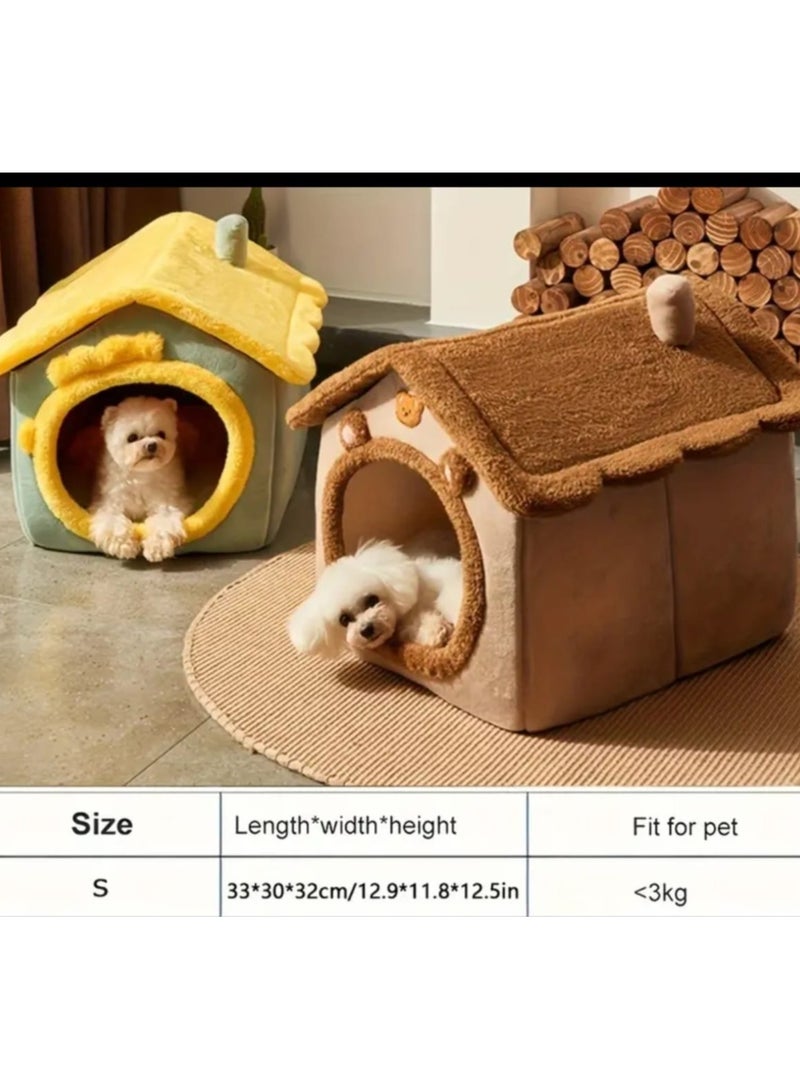 سرير للحيوانات الأليفة للقطط قابل للإزالة والغسل، سرير دافئ للقطط والكلاب في الشتاء، ناعم ومريح، عش كهف للجراء - Image 2