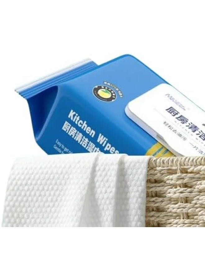 80 PCS Kitchen Cleaning Wipes | Strong Decontamination Kitchen Wipes | Disposable Kitchen Wet Wipes Household Cloth Towel For Removing Grease Stains And Cleaning Glass Table Wet Tissue Wipes - Image 4