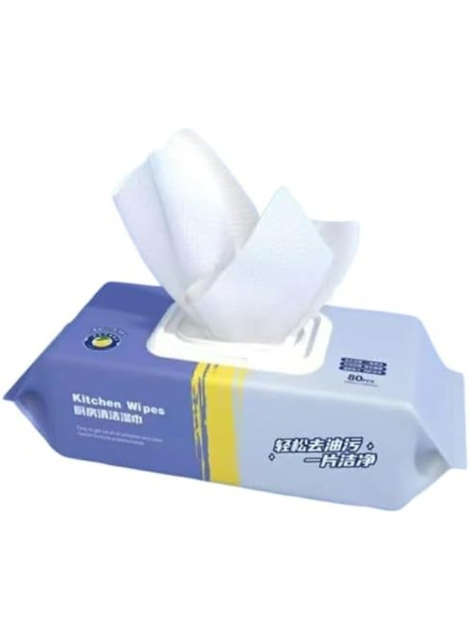 80 PCS Kitchen Cleaning Wipes | Strong Decontamination Kitchen Wipes | Disposable Kitchen Wet Wipes Household Cloth Towel For Removing Grease Stains And Cleaning Glass Table Wet Tissue Wipes - Image 1