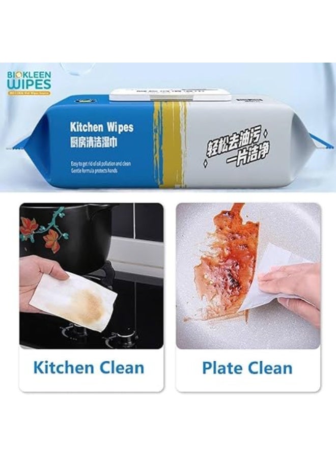 80 PCS Kitchen Cleaning Wipes | Strong Decontamination Kitchen Wipes | Disposable Kitchen Wet Wipes Household Cloth Towel For Removing Grease Stains And Cleaning Glass Table Wet Tissue Wipes - Image 3