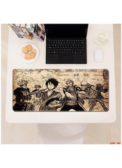 CARONIC Extended Gaming Mouse Pad with Stitched Edges Durable Non-Slip Natural Rubber Base Waterproof Computer Keyboard Pad Mat For Esports Pros Gamer Desktop Office One Piece  - Image 2