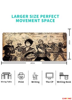 CARONIC Extended Gaming Mouse Pad with Stitched Edges Durable Non-Slip Natural Rubber Base Waterproof Computer Keyboard Pad Mat For Esports Pros Gamer Desktop Office One Piece  - Image 3