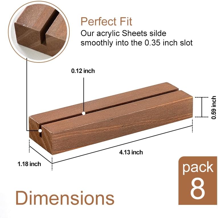 DAIBN 8 Pcs Wood Place Card Holders Walnut Wooden Table Number Holder Stands Name Card Holder For Wedding Party Events Exhibition Decoration Office Restaurant Business - Image 4