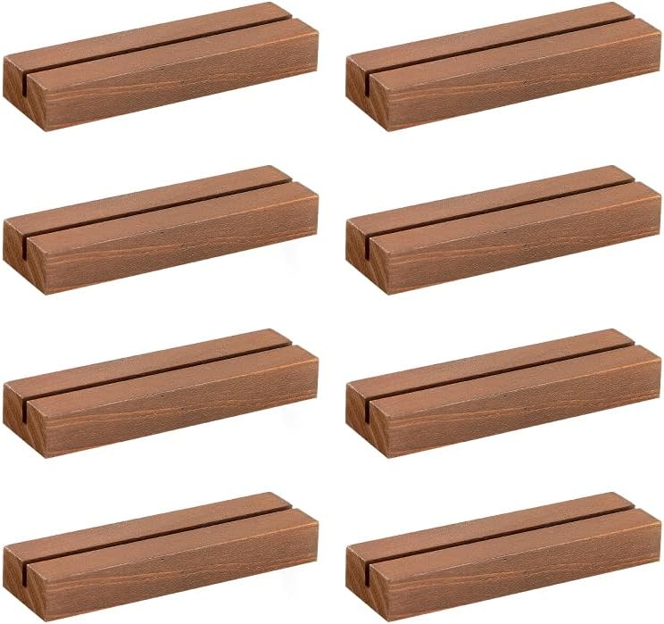 DAIBN 8 Pcs Wood Place Card Holders Walnut Wooden Table Number Holder Stands Name Card Holder For Wedding Party Events Exhibition Decoration Office Restaurant Business - Image 1
