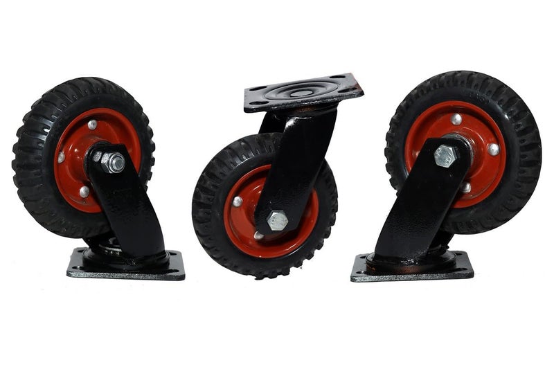 PACIFIC MOVERS Rubber Caster Movable Wheel 8 Inch Heavy Duty Metal Bracket Moable - Image 4