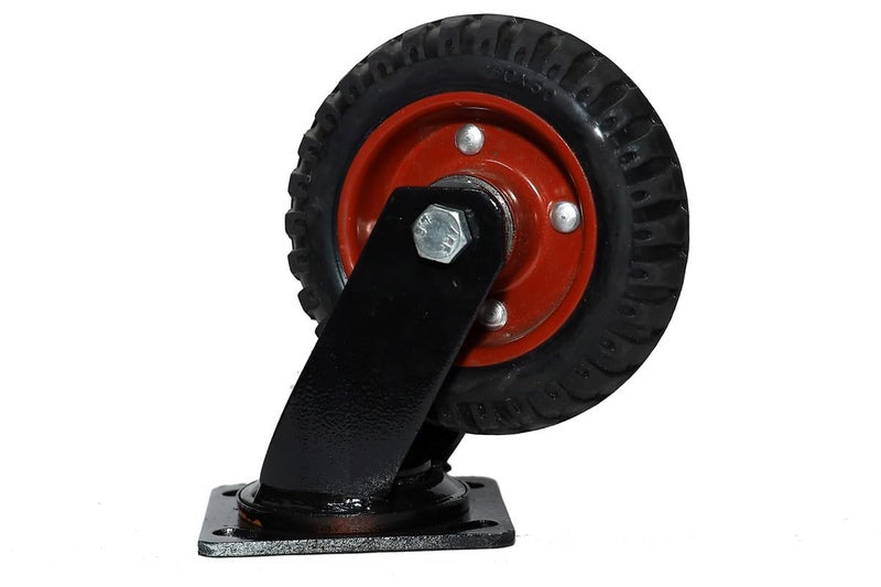 PACIFIC MOVERS Rubber Caster Movable Wheel 8 Inch Heavy Duty Metal Bracket Moable - Image 2