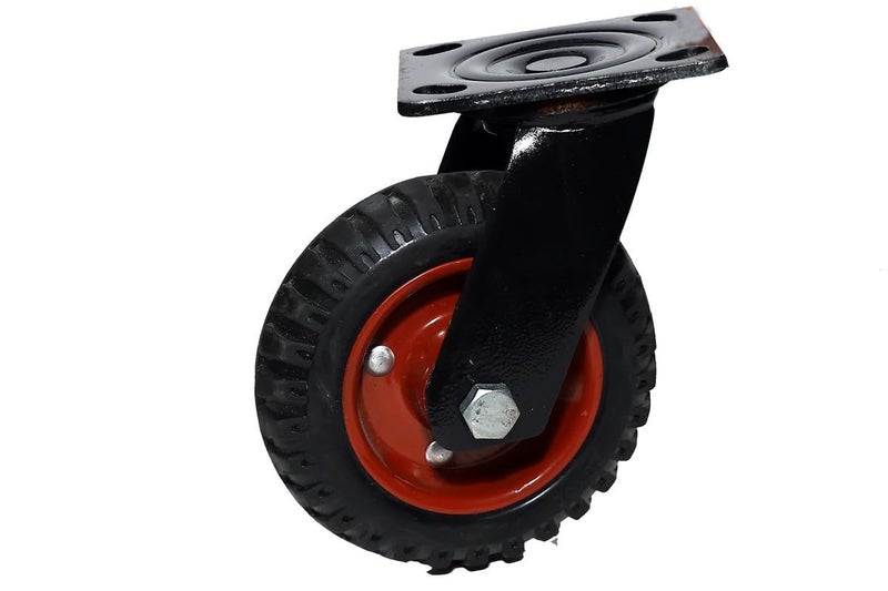 PACIFIC MOVERS Rubber Caster Movable Wheel 8 Inch Heavy Duty Metal Bracket Moable - Image 1