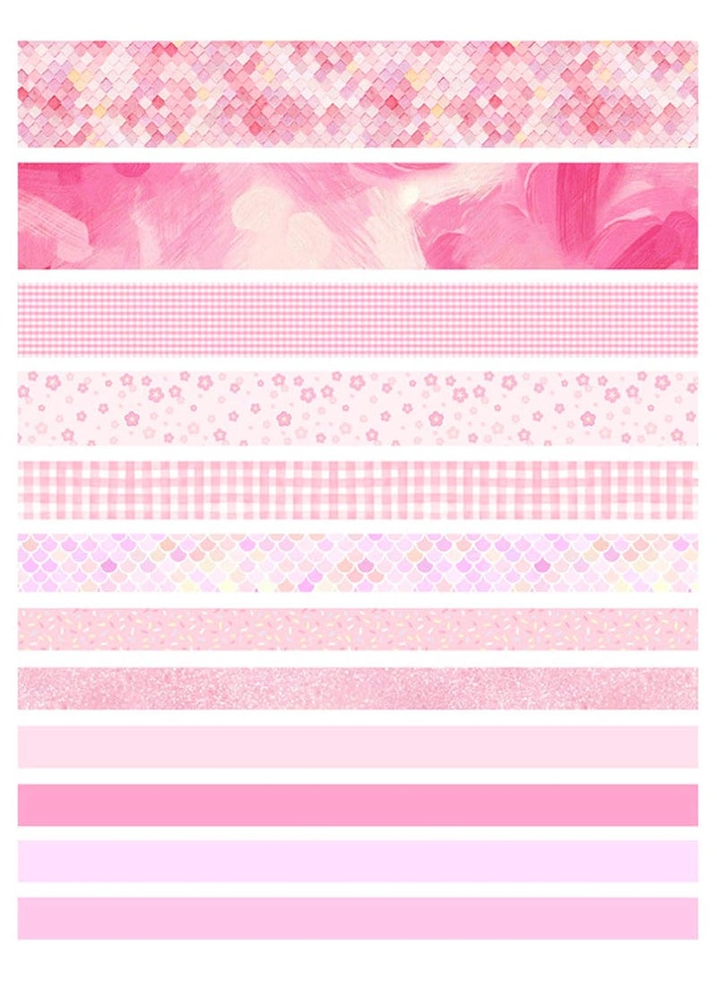 Lakeer Lakeer 12 Rolls Washi Tape Set Decorative Japanese Masking Paper Tape for Scrapbooking Planners CardGift Wrapping DIY Decor and Craft Supplies Pink  - Image 2