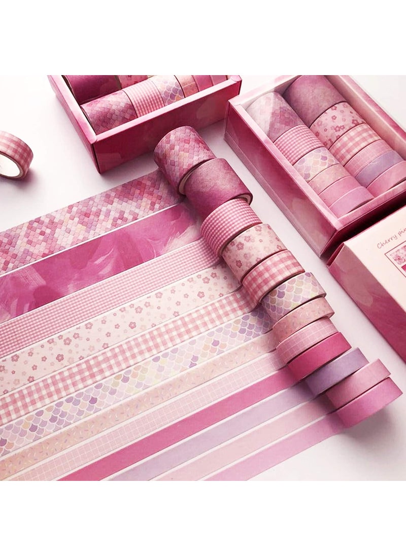 Lakeer Lakeer 12 Rolls Washi Tape Set Decorative Japanese Masking Paper Tape for Scrapbooking Planners CardGift Wrapping DIY Decor and Craft Supplies Pink  - Image 1