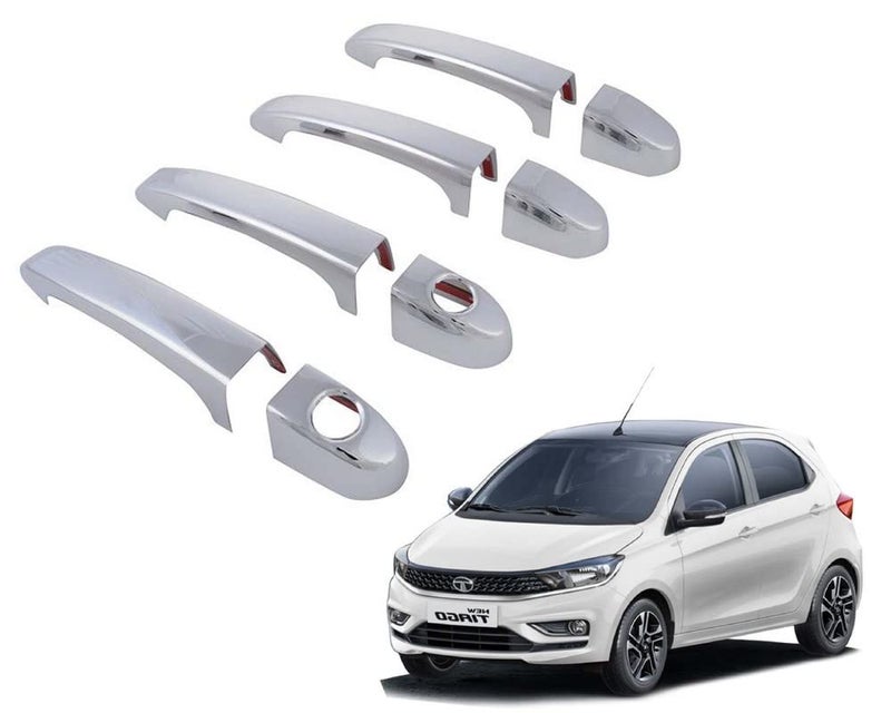 Auto E-Shopping Car Handle Latch Cover Scratch Guard Chrome Finish Front Rear Compatible for Tata Tiago All Model Set of 4 Pieces - Image 4