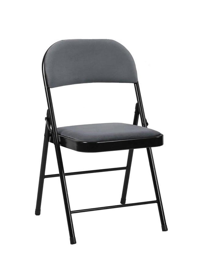 Cady One A Foldable Metal Chair With A Comfortable Leather Backrest For Trips, Camping, And Home Use, Grey  - Image 1