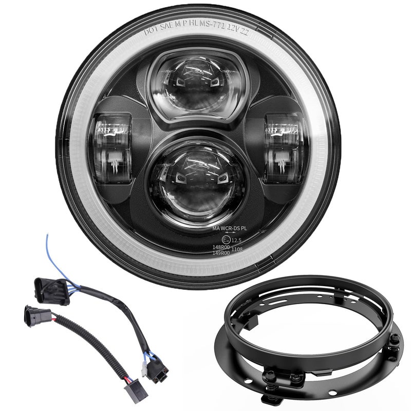 Z-OFFROAD Upgrade 7 Inch Motorcycle LED Headlight w/DRL White Halo DOT Kit Compatible with Harley Davidson Street Glide Road King Special Electra Glide Ultra Classic Fat Boy Heritage Softail - Image 1