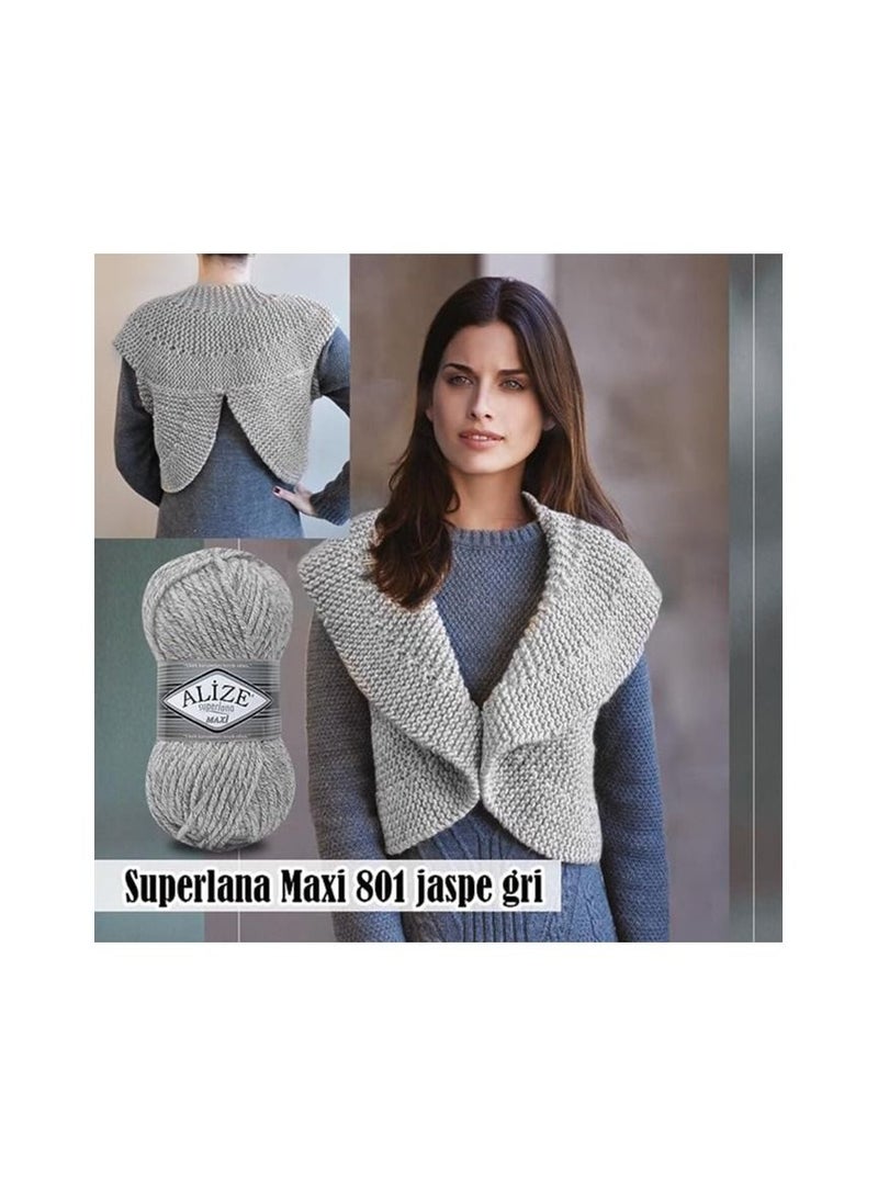 خيوط اليزا ماكس غزل صوف تركي سوبر لانا ماكسي سادة عالية الجودة من القطن والاكريليك للحياكة اليدوية والكروشيه والملابس والسكارفات، 100 غرام ×5 (ابيض، 55) - Image 4