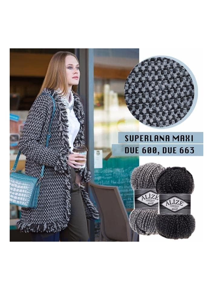 خيوط اليزا ماكس غزل صوف تركي سوبر لانا ماكسي سادة عالية الجودة من القطن والاكريليك للحياكة اليدوية والكروشيه والملابس والسكارفات، 100 غرام ×5 (ابيض، 55) - Image 5