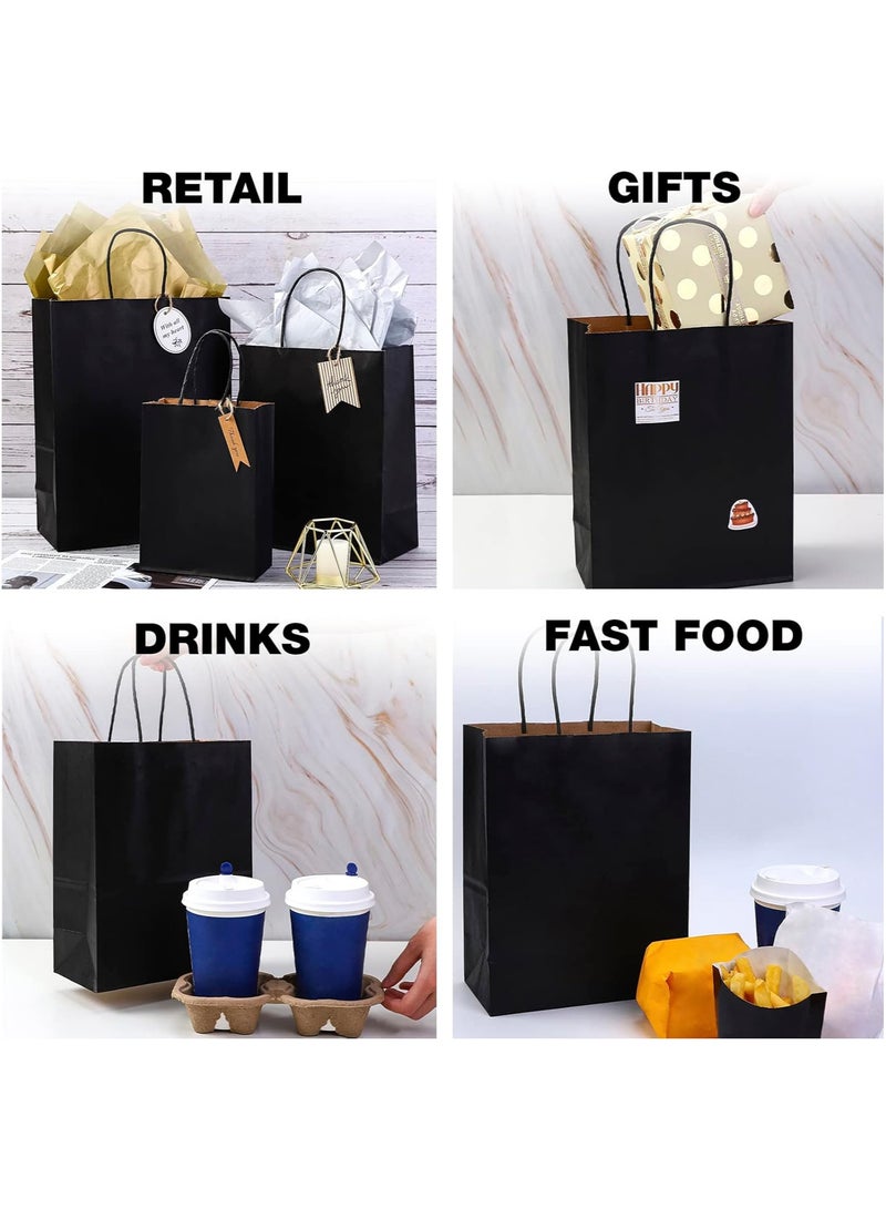 Gift Bags With Handles, 24-Piece Kraft Paper Gift Bag Set, Gift Bags For Birthday Party Favors Weddings, Retail, Shopping Bridal Shower Black (27 x 21 x 11 cm) - Image 5