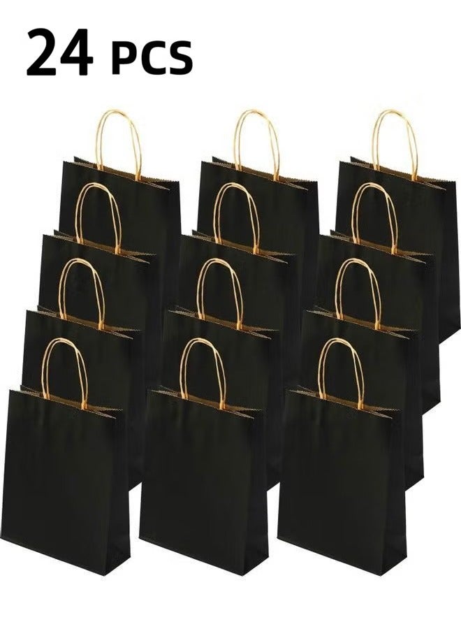 Gift Bags With Handles, 24-Piece Kraft Paper Gift Bag Set, Gift Bags For Birthday Party Favors Weddings, Retail, Shopping Bridal Shower Black (27 x 21 x 11 cm) - Image 1