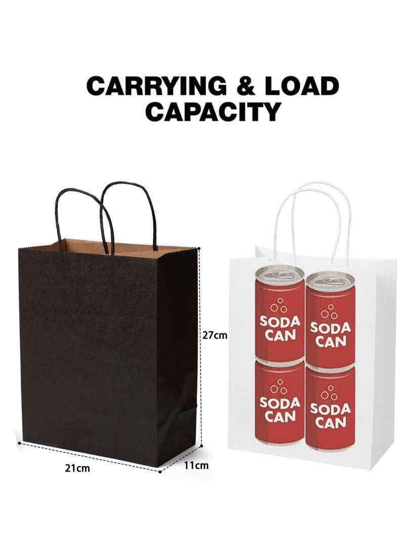 Gift Bags With Handles, 24-Piece Kraft Paper Gift Bag Set, Gift Bags For Birthday Party Favors Weddings, Retail, Shopping Bridal Shower Black (27 x 21 x 11 cm) - Image 2