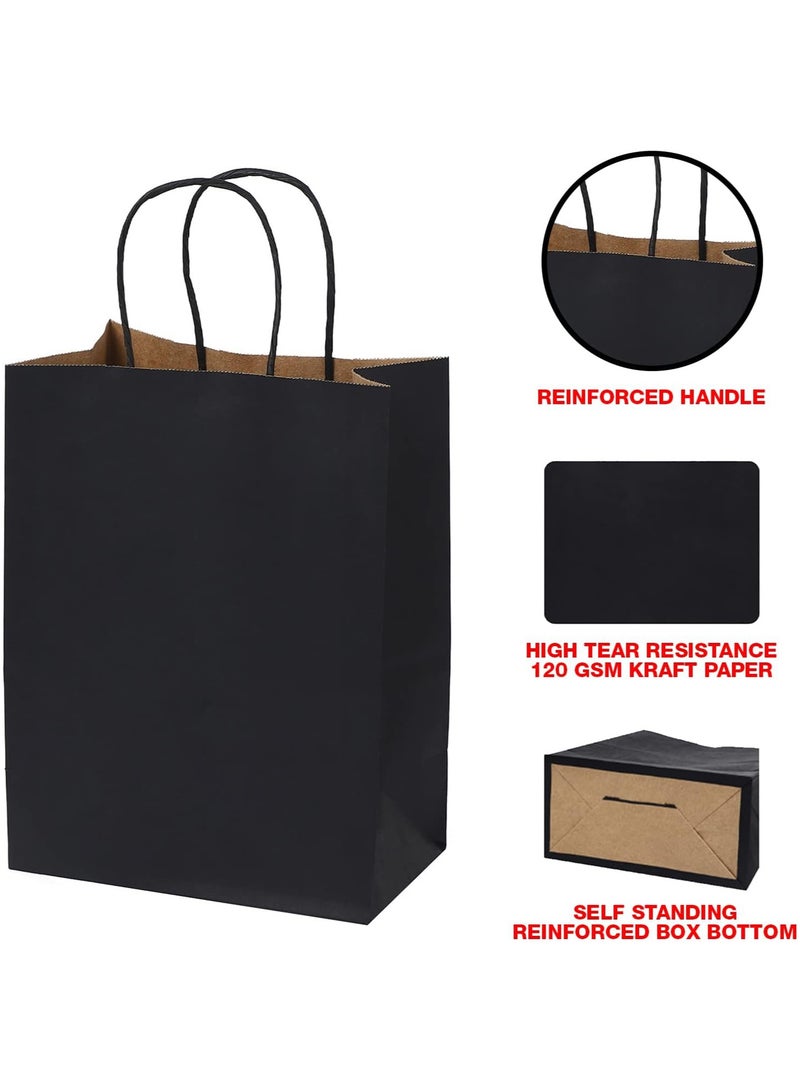 Gift Bags With Handles, 24-Piece Kraft Paper Gift Bag Set, Gift Bags For Birthday Party Favors Weddings, Retail, Shopping Bridal Shower Black (27 x 21 x 11 cm) - Image 3