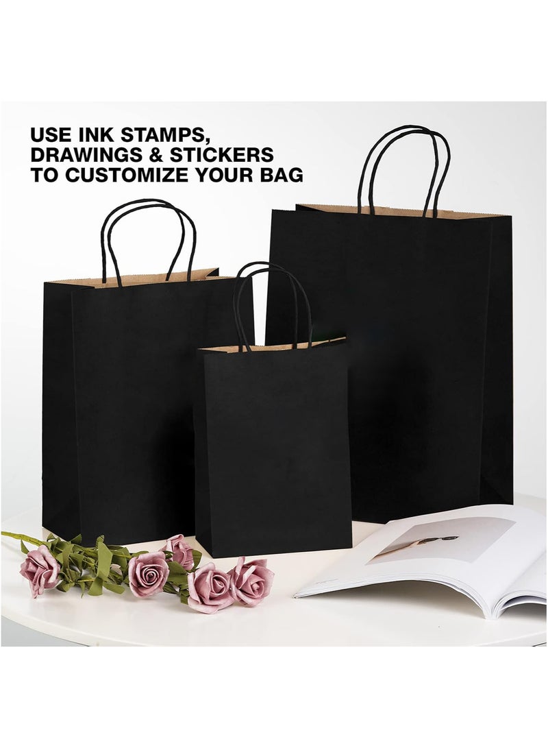 Gift Bags With Handles, 24-Piece Kraft Paper Gift Bag Set, Gift Bags For Birthday Party Favors Weddings, Retail, Shopping Bridal Shower Black (27 x 21 x 11 cm) - Image 4