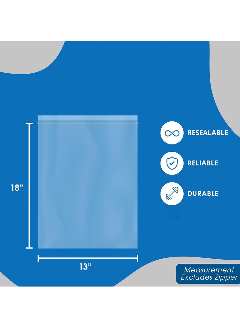 KASTWAVE 100 عدد أكياس بلاستيكية شفافة قابلة للإغلاق بسحاب 13" X 18" مع سحاب بلاستيكي ثقيل لإعادة الإغلاق للاستخدام في الصور، المجوهرات، المخبوزات، الحلويات، هدايا الحفلات - Image 2
