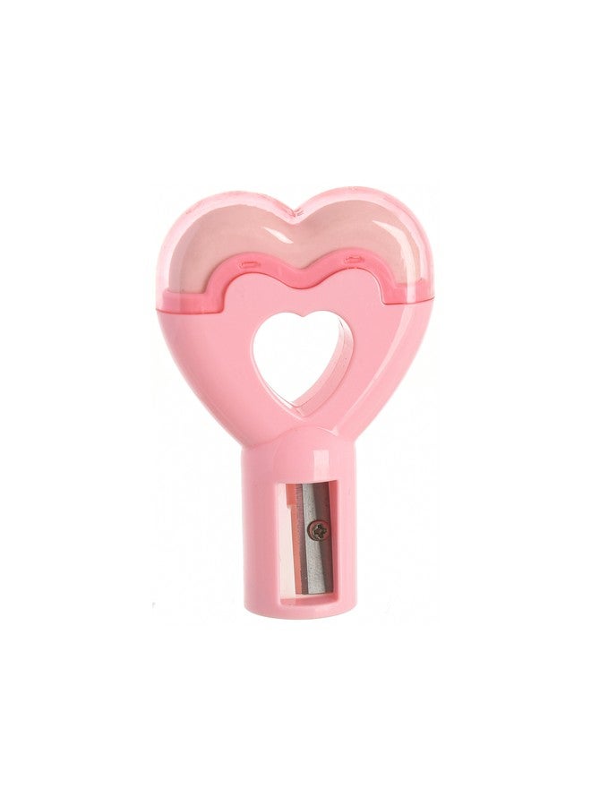 2-in-1 office tool with a stylish heart design (pen sharpener + eraser with transparent cover)
