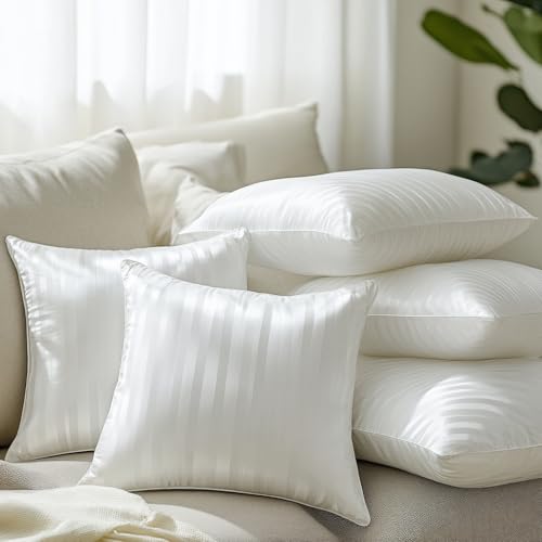 Nivasam Microfiber Cushion 16 inch x 16 inch Filler, Sofa Cushions, Durable Sofa Pillow for Home Decor (White) (Set of 5) - Image 1