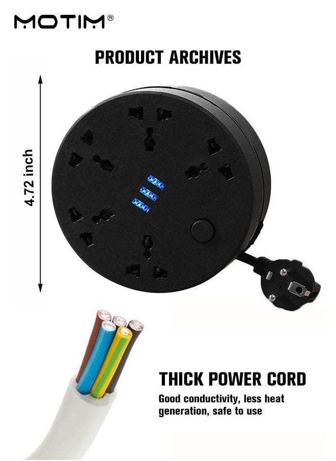 Motim - 5 Way 2 M Multi Plug Power Extension Cord, 5 Universal Outlets Power Cord Extension, Heavy Duty UK Plug Power Strip Extension, Electrical Outlet Lead Sockets with 5 Power Sockets - Image 1