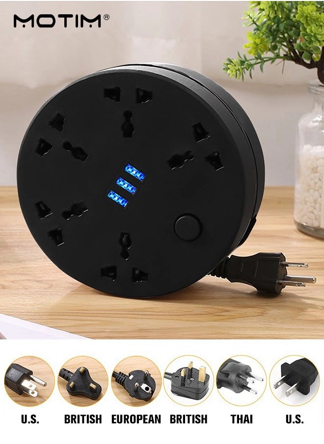 Motim - 5 Way 2 M Multi Plug Power Extension Cord, 5 Universal Outlets Power Cord Extension, Heavy Duty UK Plug Power Strip Extension, Electrical Outlet Lead Sockets with 5 Power Sockets - Image 1
