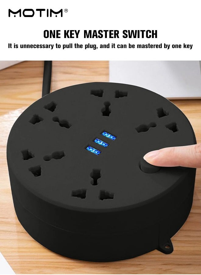 Motim - 5 Way 2 M Multi Plug Power Extension Cord, 5 Universal Outlets Power Cord Extension, Heavy Duty UK Plug Power Strip Extension, Electrical Outlet Lead Sockets with 5 Power Sockets - Image 1