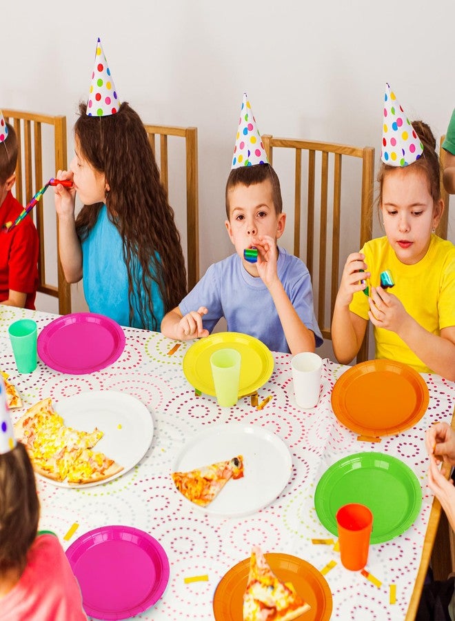 Whaline صحون ورقية نيون 40 قطعة 9 بوصة باللون الوردي والبرتقالي والأصفر والأخضر صحون قابلة للتصرف لمستلزمات حفلات فييستا وحفلات توديع العزوبية وزينة طاولة عيد الميلاد - Image 4