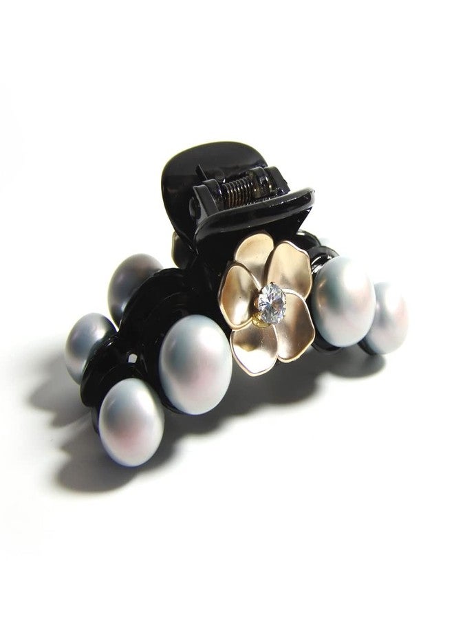 Meilliwish Pearl Gem Flowers Beautiful Hair Claw Clip for Women 1 PCS(D64)(Gray) - Image 1