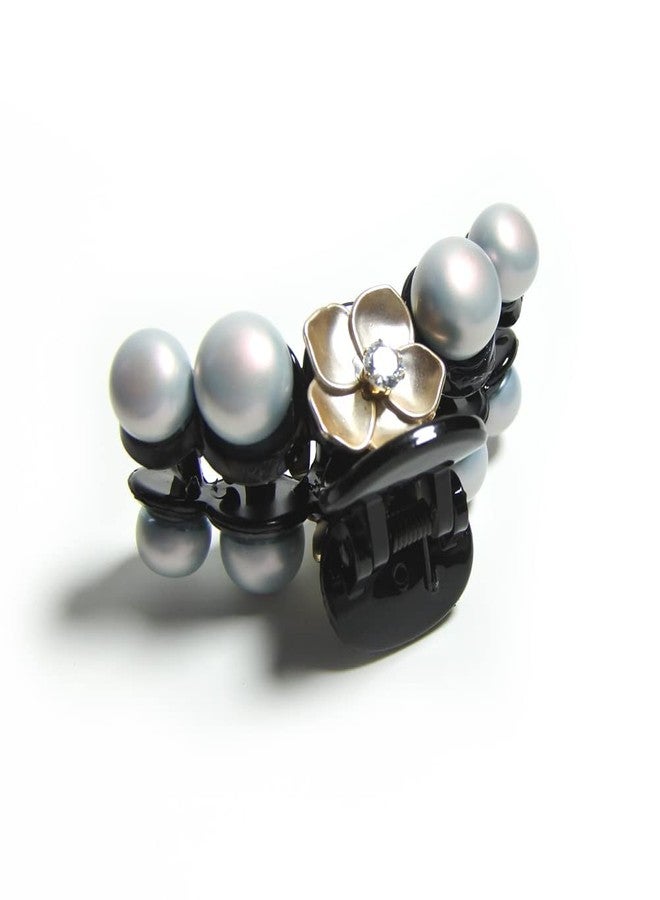 Meilliwish Pearl Gem Flowers Beautiful Hair Claw Clip for Women 1 PCS(D64)(Gray) - Image 3