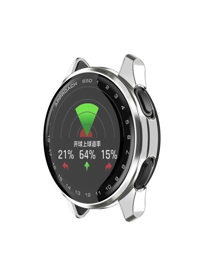 BURAQ For Garmin Approach S50 Electroplated TPU Full Coverage Watch Protective Case(Silver) - Image 2