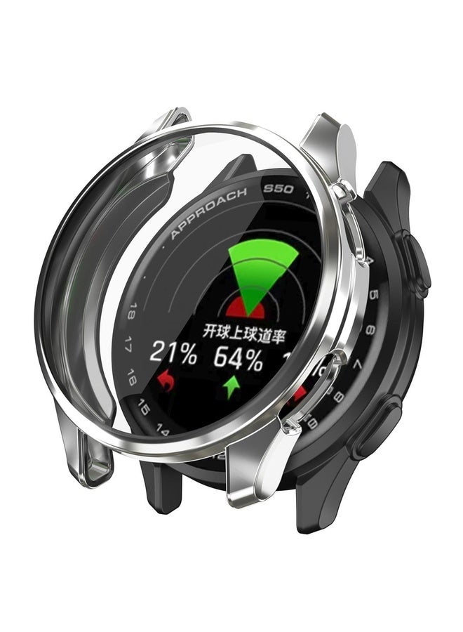 BURAQ For Garmin Approach S50 Electroplated TPU Full Coverage Watch Protective Case(Silver) - Image 1