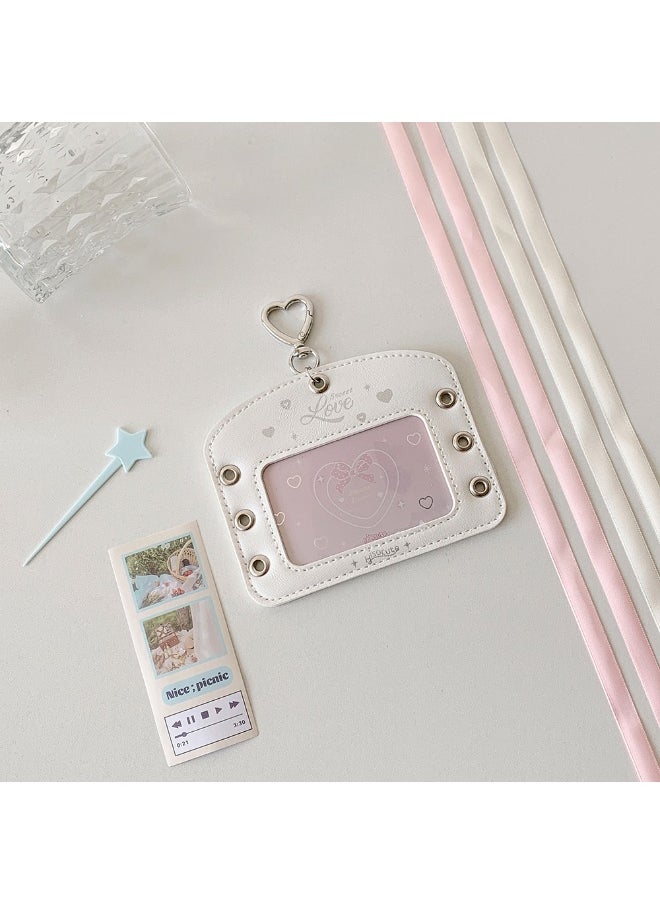NIBEMINENT 1 - Piece Bright Silver Leather Ballet Bag Kpop Photo Card Holder Pendant Key Chain ID Badge Holder ID Card Holder Photo Card Protector for School ID Office ID Access Card for Women Girls  - Image 1