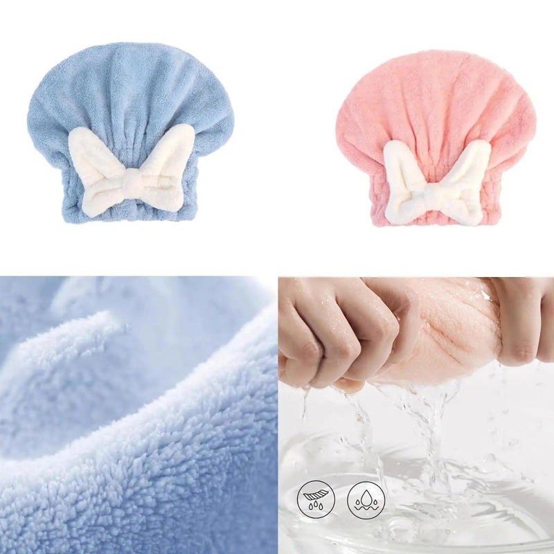 FLORISCA Microfiber Hair Drying Towel Cap Fast Drying Microfiber Hair Drying Towel Cap with Bow Knot Microfiber Hair Towel Wrap for Women Long Curly Thick Girls Hair Anti Frizz - Image 3