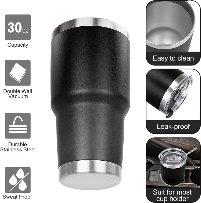 FALONG Insulated Vacuum Double Wall Travel Coffee MugC Reusable Ice Travel Coffee Thermal Tumblers Cup LeakProof Thermal Tumbler Powder Coated Travel Coffee Mug for Cold and Hot Drinks Black k - Image 3
