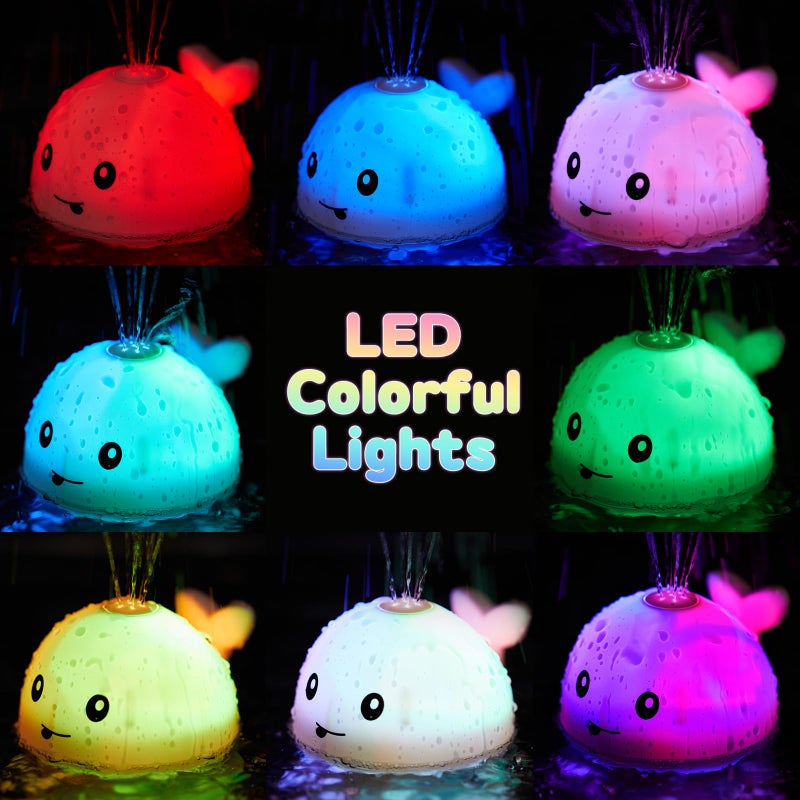 Gigilli Baby Bath Toys Bath Toys for Kids Ages 13 1 2 3 Year Boy Girl Easter Basket Stuffers Baby 61218 Months Light Up Whale Bath Toy Sprinkler Toddler Birthday Bathtub Fountain Pool Water Toy - Image 3