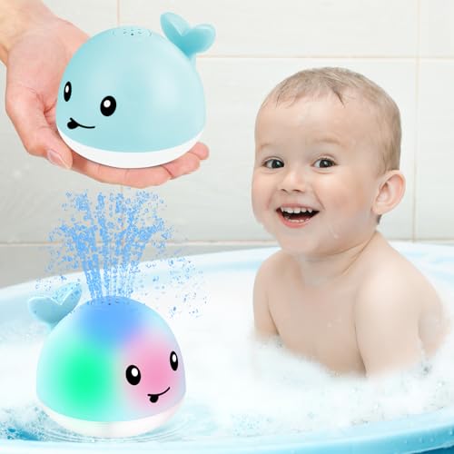 Gigilli Baby Bath Toys Bath Toys for Kids Ages 13 1 2 3 Year Boy Girl Easter Basket Stuffers Baby 61218 Months Light Up Whale Bath Toy Sprinkler Toddler Birthday Bathtub Fountain Pool Water Toy - Image 1