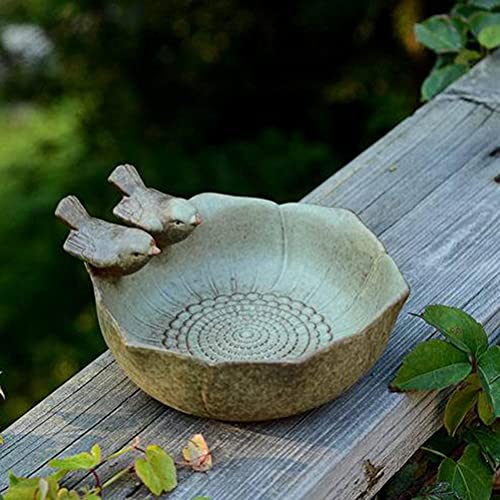Moanyt Garden Bird Bath, 15 * 15 * 7.5CM Creative Bird Feeder Bowl Ceramic Water Bath Feeding Station Garden Decoration - Image 1