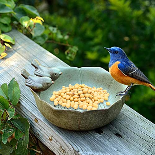 Moanyt Garden Bird Bath, 15 * 15 * 7.5CM Creative Bird Feeder Bowl Ceramic Water Bath Feeding Station Garden Decoration - Image 3