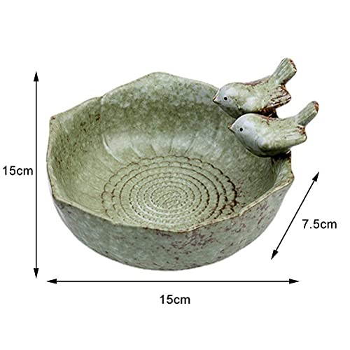 Moanyt Garden Bird Bath, 15 * 15 * 7.5CM Creative Bird Feeder Bowl Ceramic Water Bath Feeding Station Garden Decoration - Image 4
