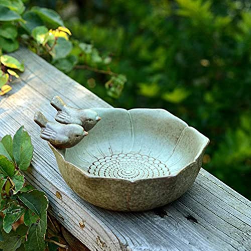 Moanyt Garden Bird Bath, 15 * 15 * 7.5CM Creative Bird Feeder Bowl Ceramic Water Bath Feeding Station Garden Decoration - Image 5
