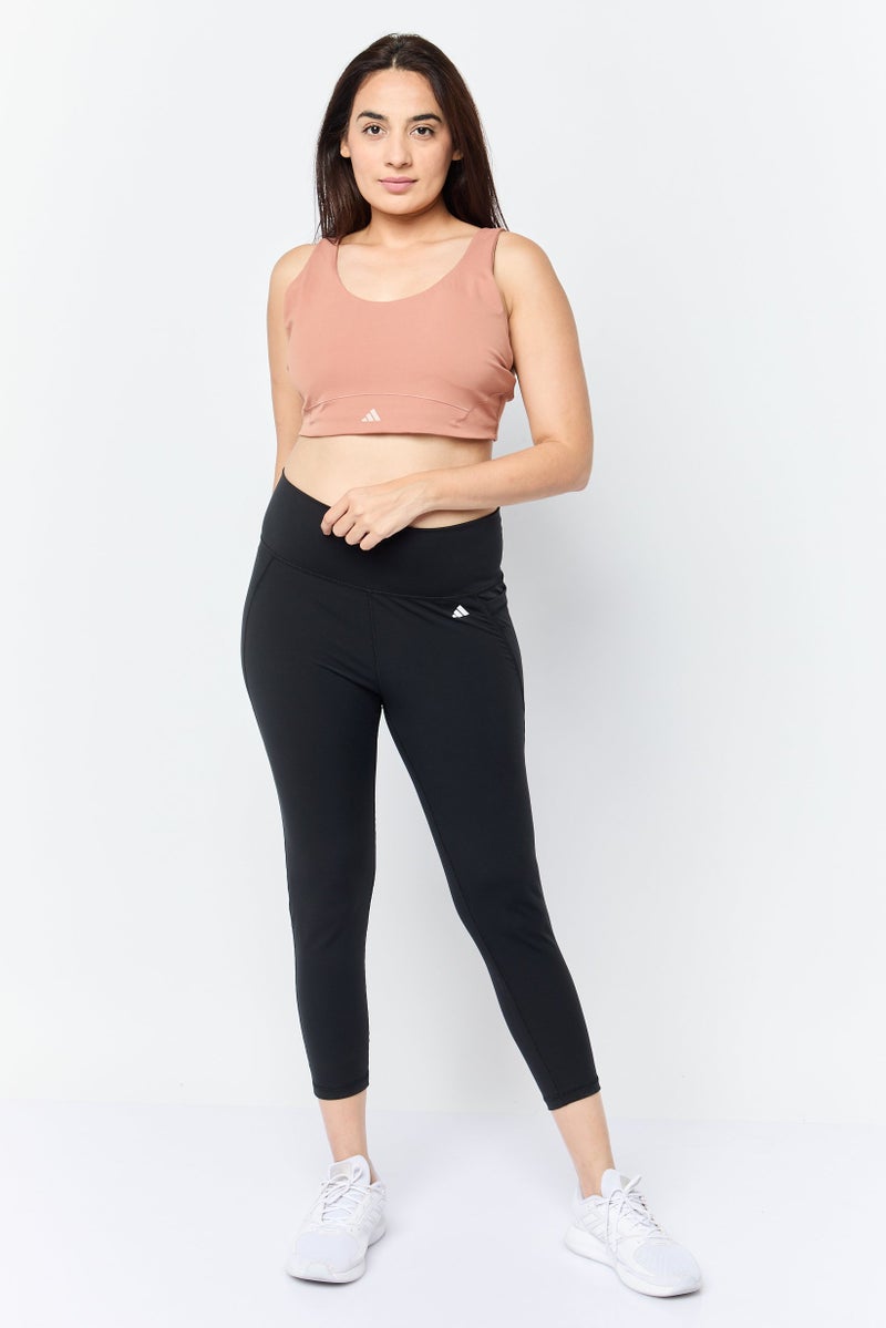 Adidas Women Brand Logo Padded Sports Bra, Brown  - Image 2