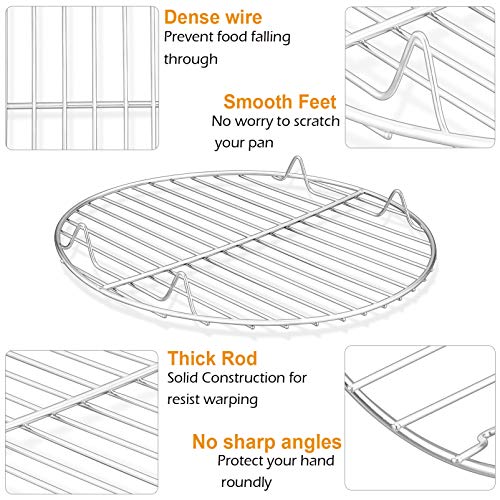 P&P CHEF 10½ Inch Cooking Rack Round, Stainless Steel Round Rack for Cooking Cooling Steaming Baking, Fit Air Fryer Pot Pressure Cooker, 2 Pack -Oven & Dishwasher Safe, - Image 3