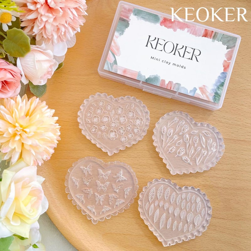 KEOKER Spring Polymer Clay Molds, Polymer Clay Silicone Molds, Flower Polymer Clay Mini Molds, 4pcs Earring Molds for Polymer Clay, Polymer Clay Molds for Jewelry(Substitute Micro Clay Cutters) - Image 3