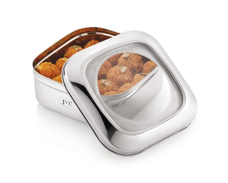 JVL Stainless Steel Kitchen's Storage Costa Square Shape Container Box with See Thorugh Lid - 3350 ml - 1 Pcs - Image 4