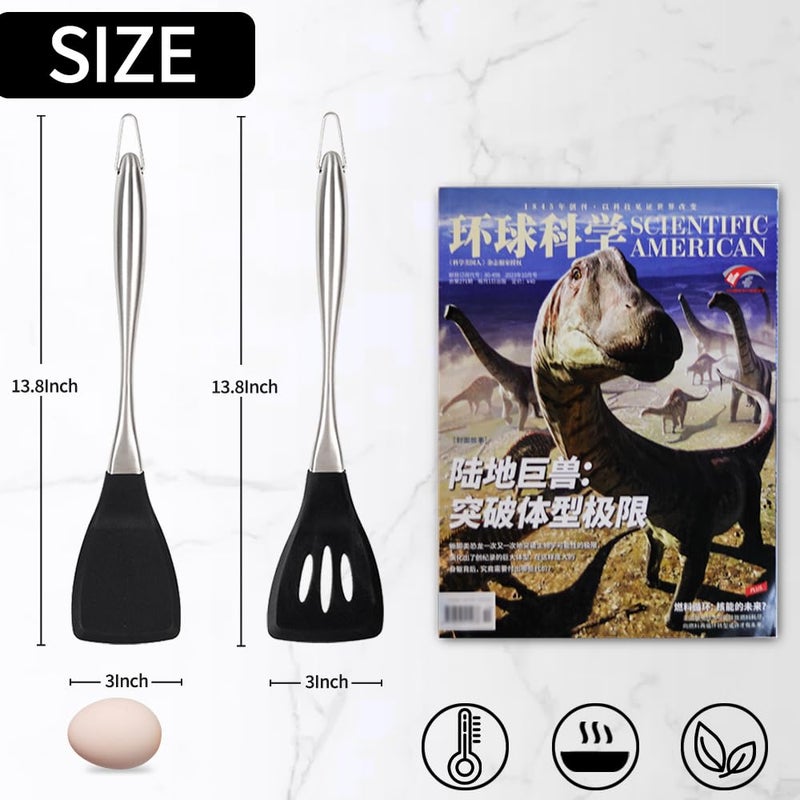 HAPPY KIT 2 Pack Silicone spatula set,Turner,kitchen utensils, cooking utensils,Ideal Cookware for Fish, Eggs, Pancakes,silicone spatula set - Image 2